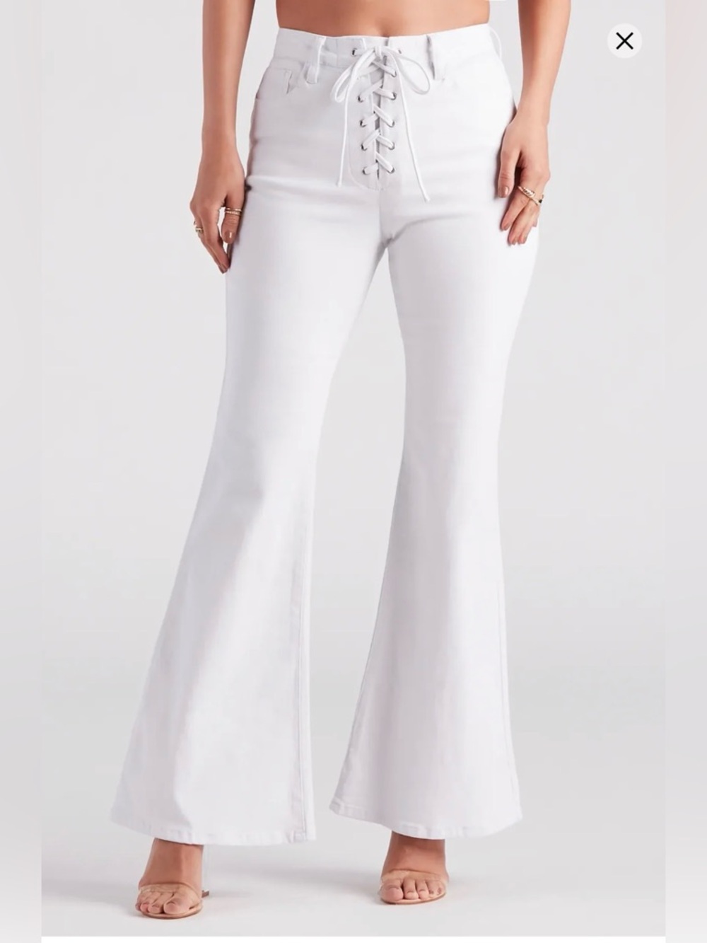 Windsor Lace-Up white denim jeans